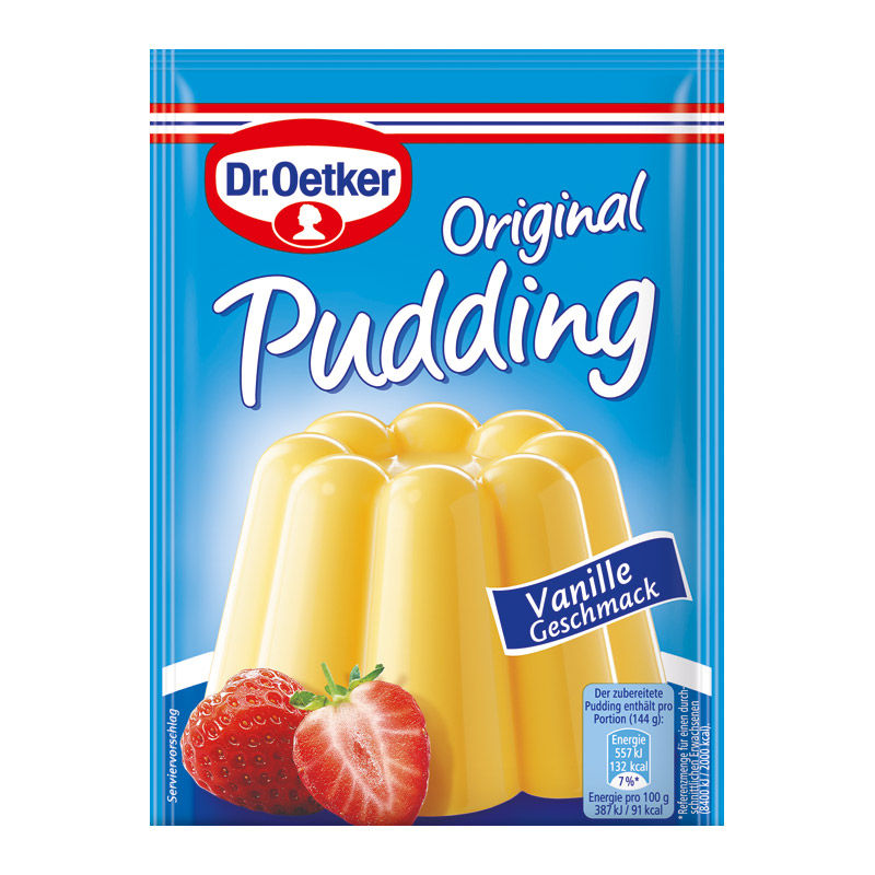 Dr. Oetker, Original Pudding, Vanille-Geschmack, 3er, 111g, Beutel
