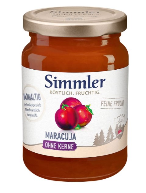 Simmler Feine Frucht Maracuja kernlos 225g kleines Glas