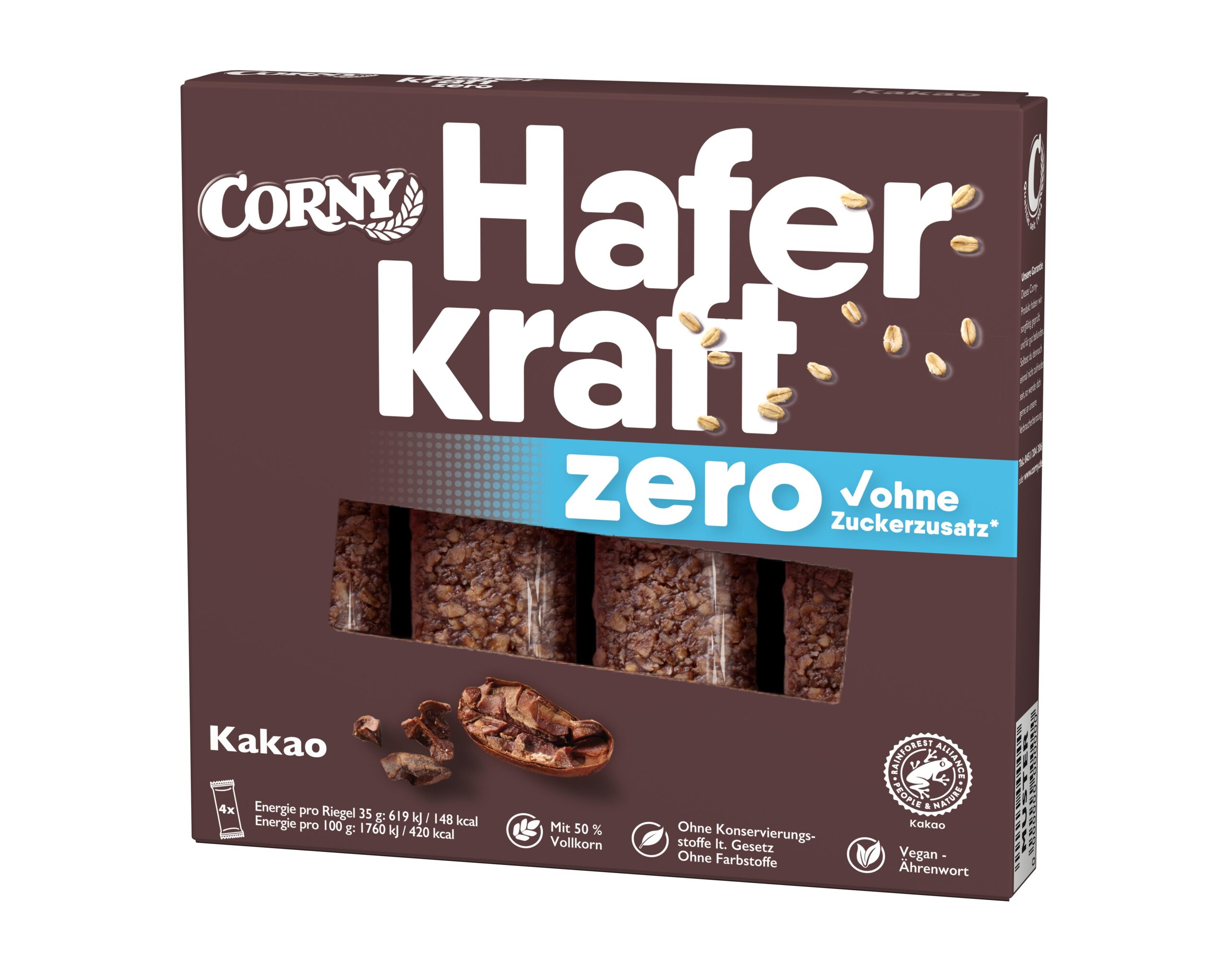 Corny Haferkraft Zero Kakao 4x35g Packung