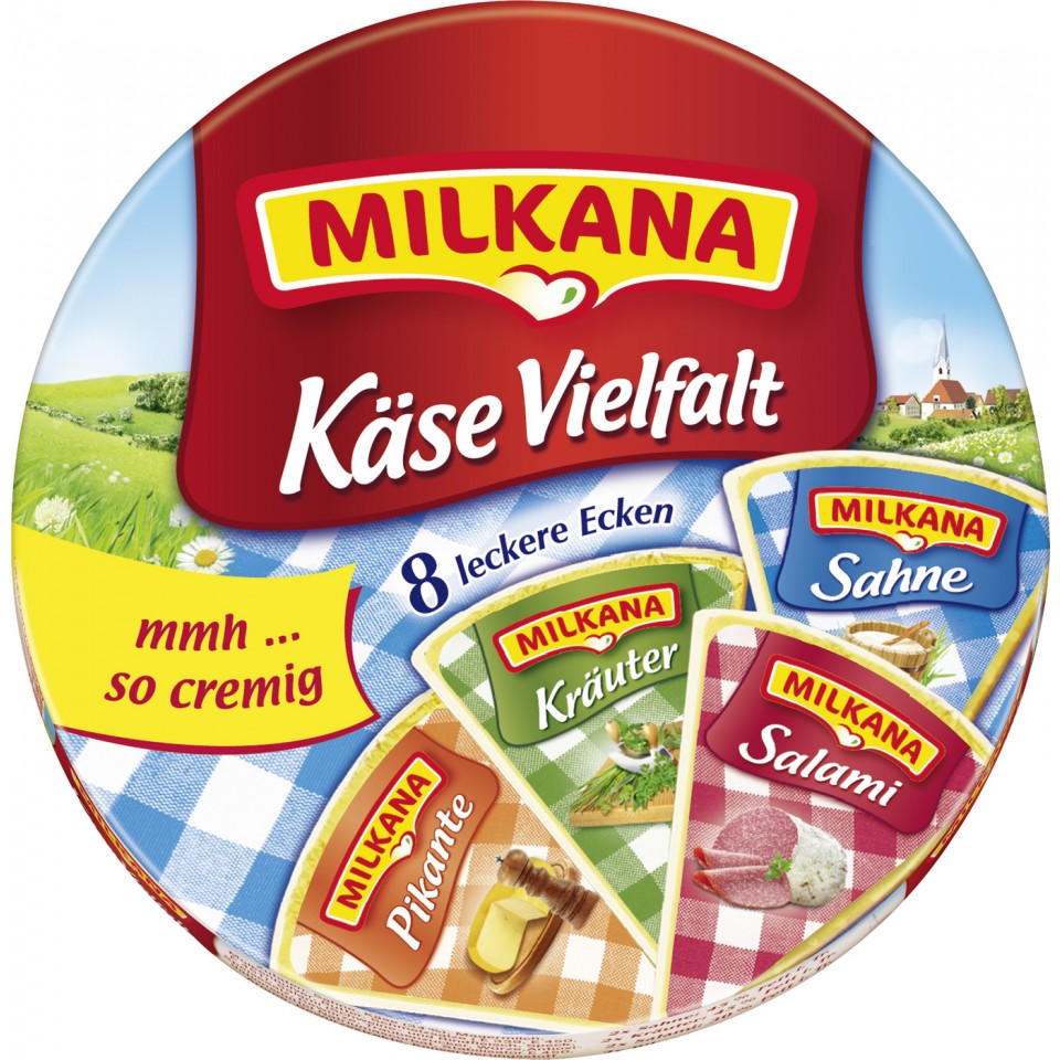 Milkana Schmelzkäse KäseVielfalt 20-50 % 8 Ecken - 190 g Tiegel