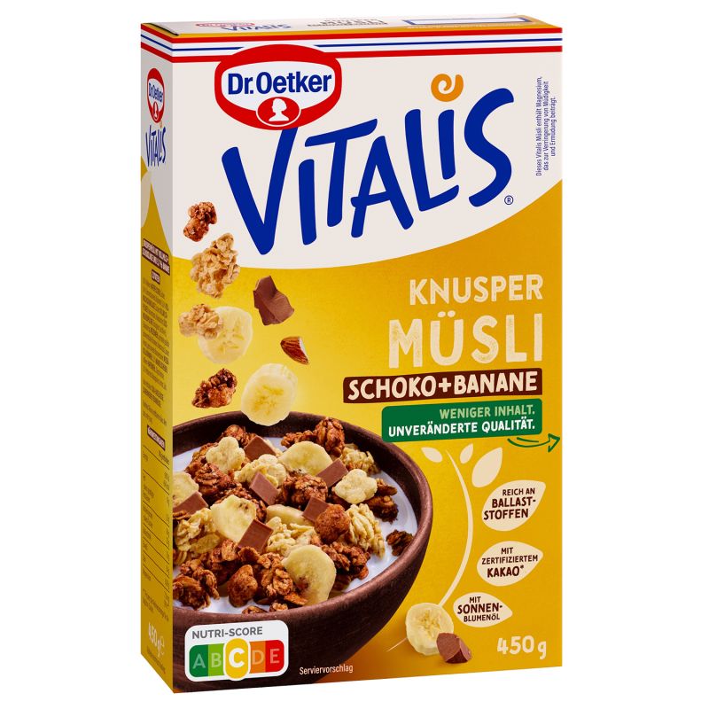 Dr. Oetker Vitalis Knuspermüsli Schoko Banane 450g Packung