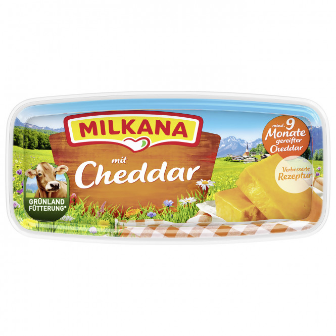 Milkana Schmelzkäse mit Cheddar 48% Fett 190g Schale