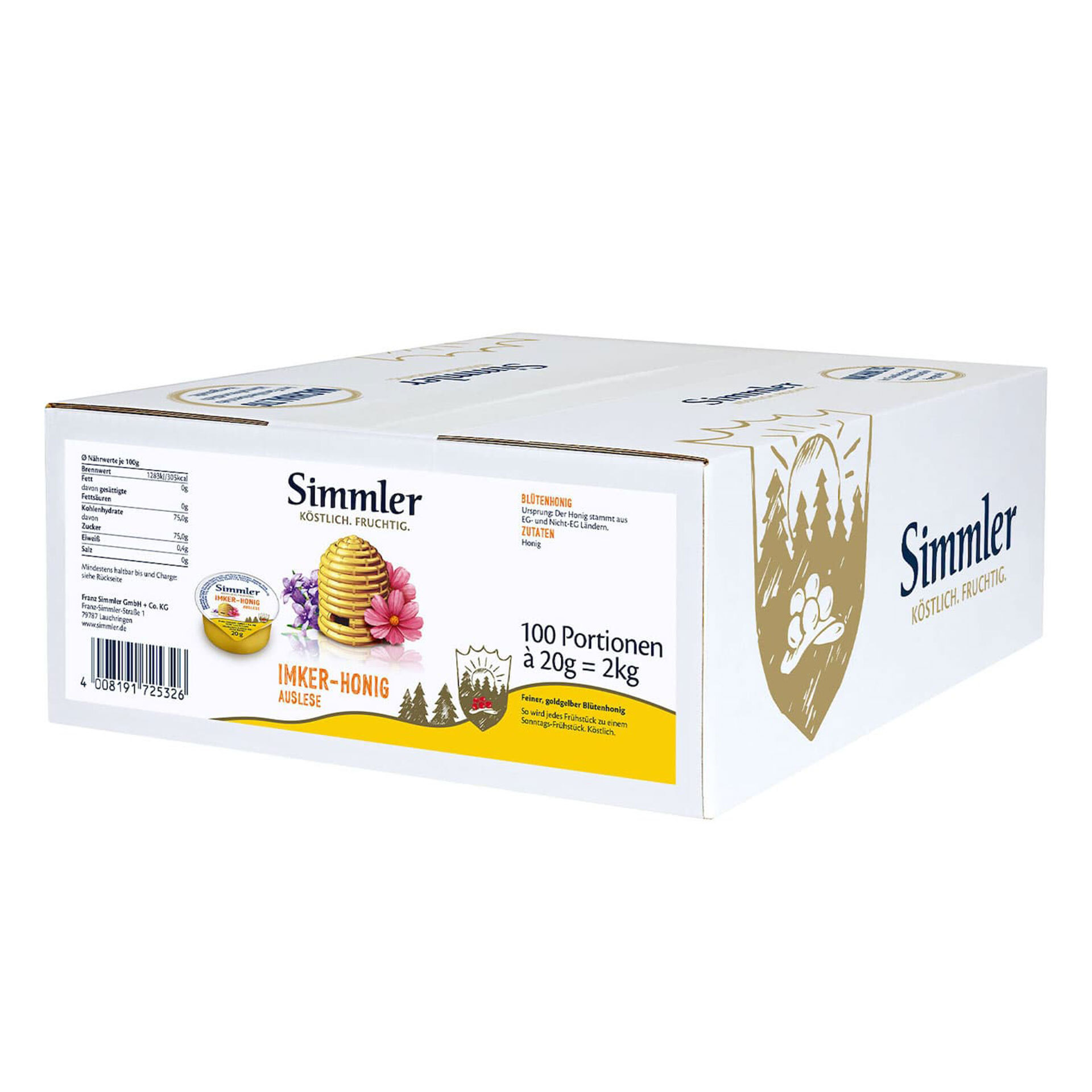 Simmler Blütenhonig Portionen 100 x 20g Packung Simmler Blütenhonig Portionen 100 x 20g Packung