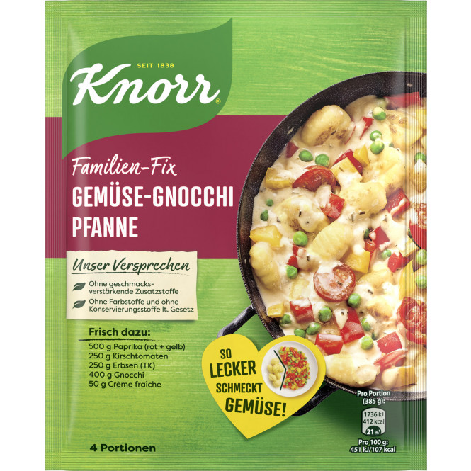 Knorr Familien-Fix, Gemüse-Gnocchi Pfanne, 28g, Beutel