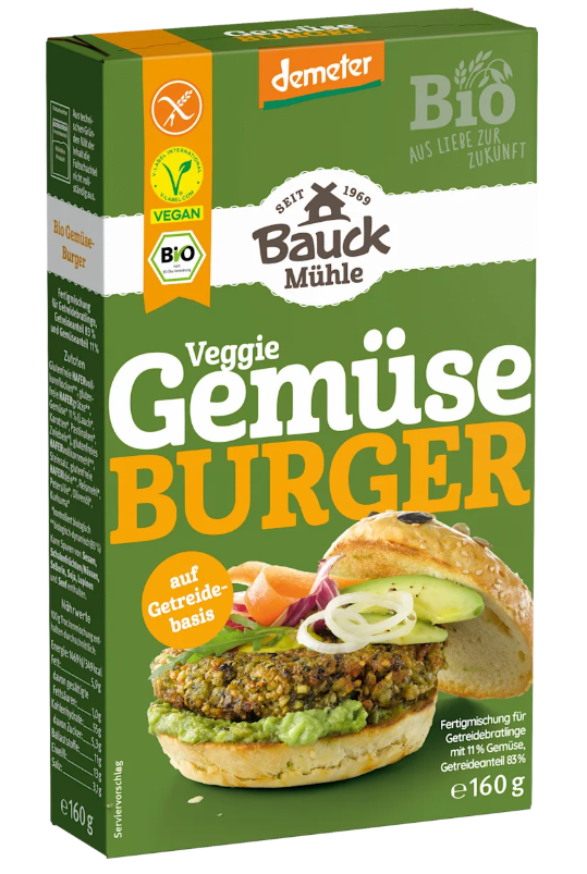 Bauck Mühle Fertigmischung Veggie Gemüse Burger, vegan, 160g Packung Bauck Mühle Fertigmischung Veggie Gemüse Burger, vegan, 160g Packung